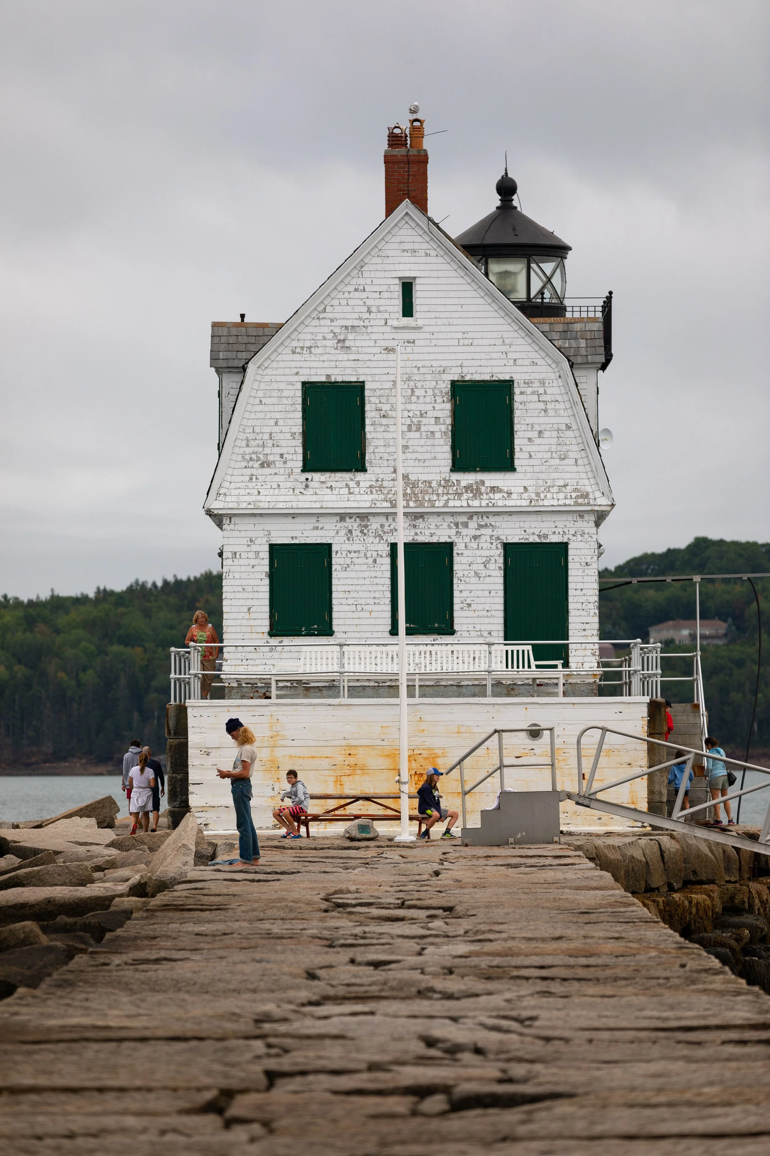 rockland breakwater lighthouse maine in summer