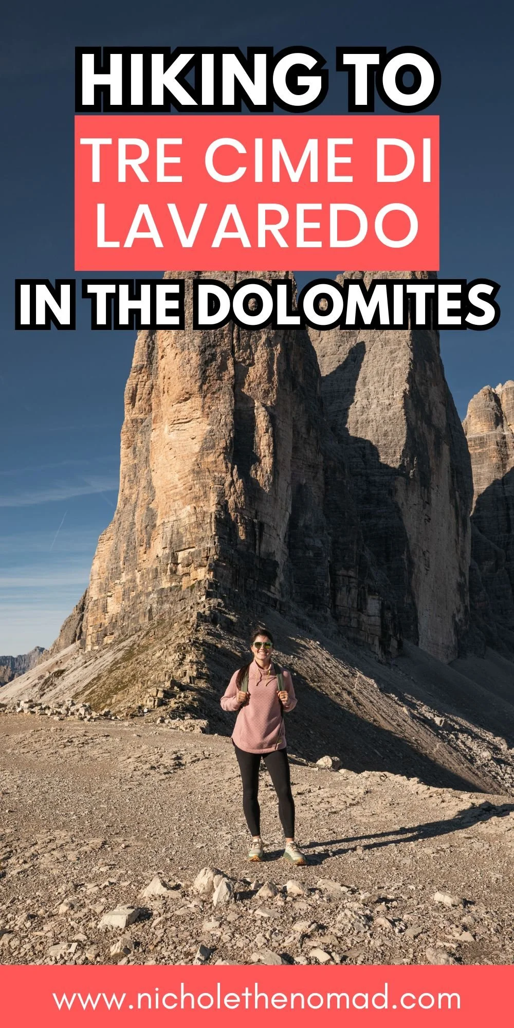 pinterest pin for tre cime di lavaredo hike