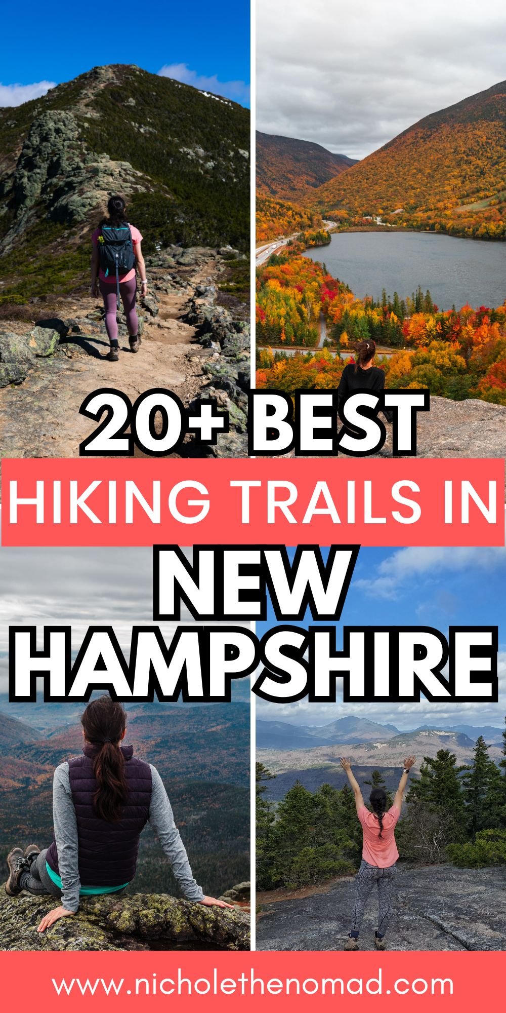 pinterest pin for the best hikes in the white mountains, new hampshire
