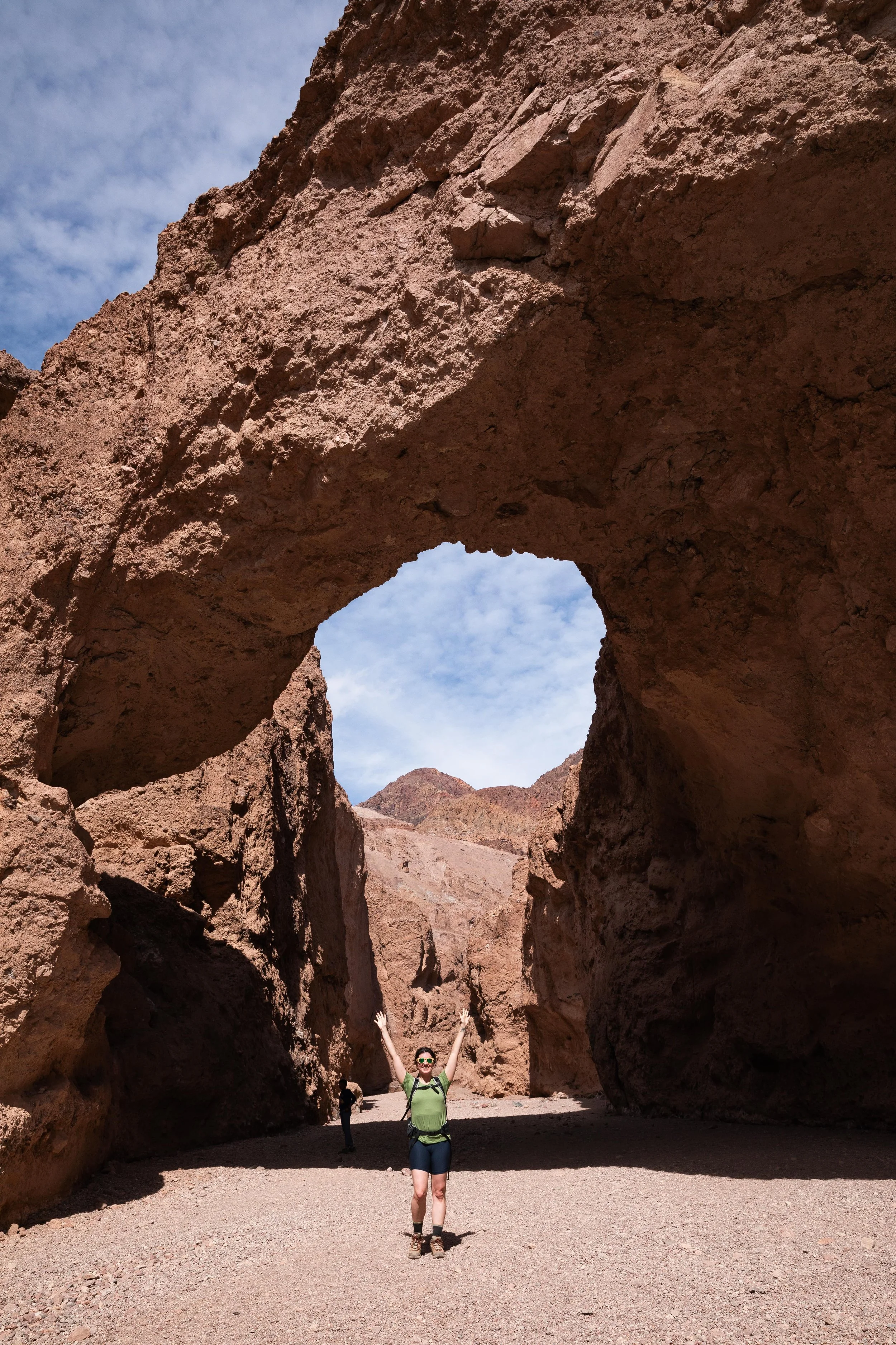standing under the natural bridge in death valley