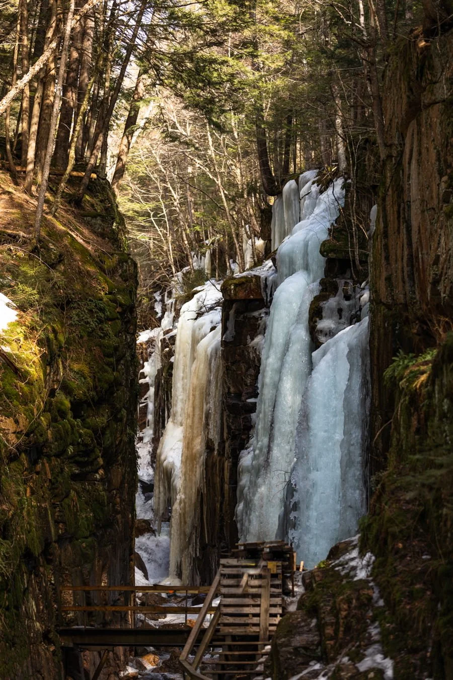 the flume gorge in winter