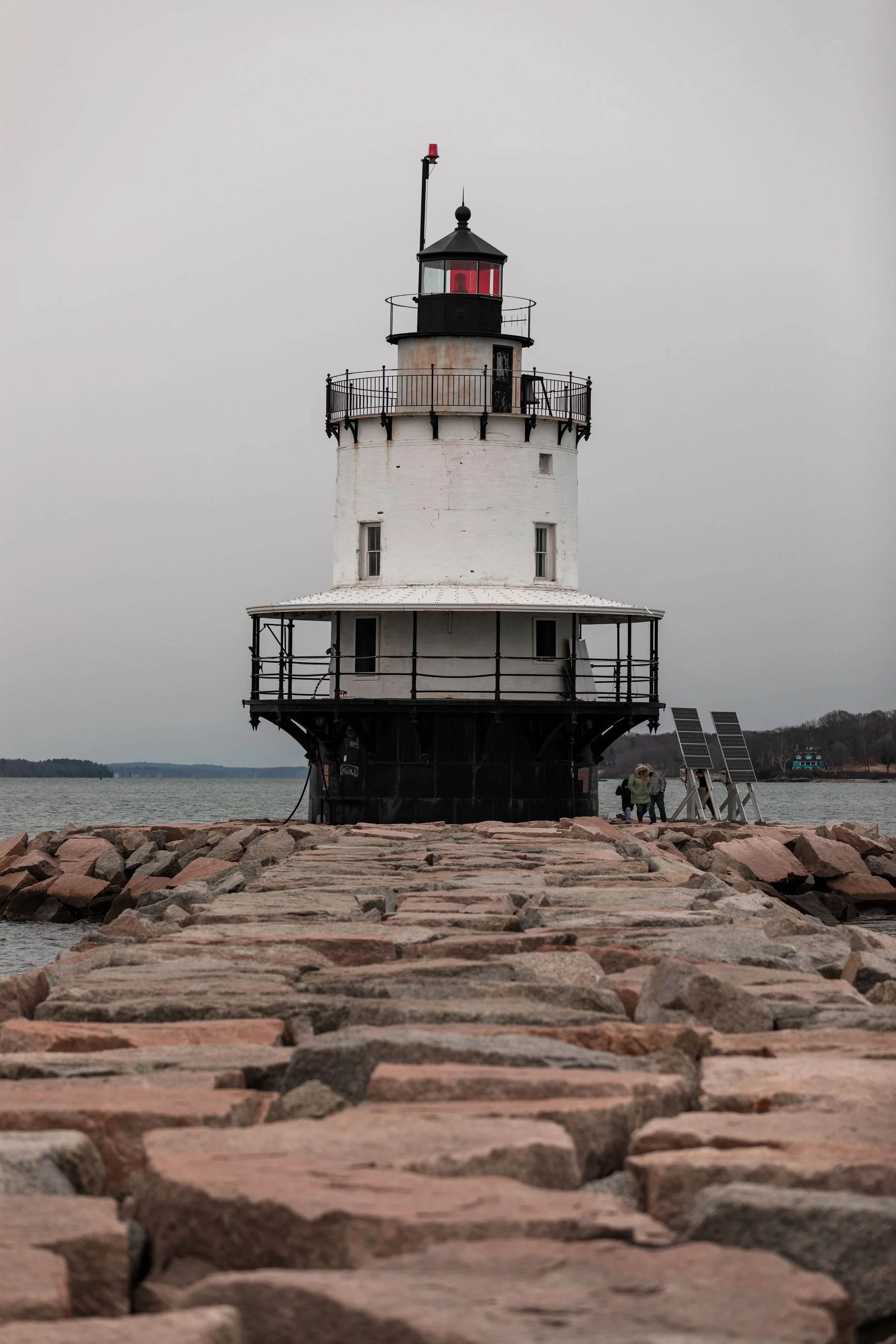 spring point ledge lighthouse in maine in summer