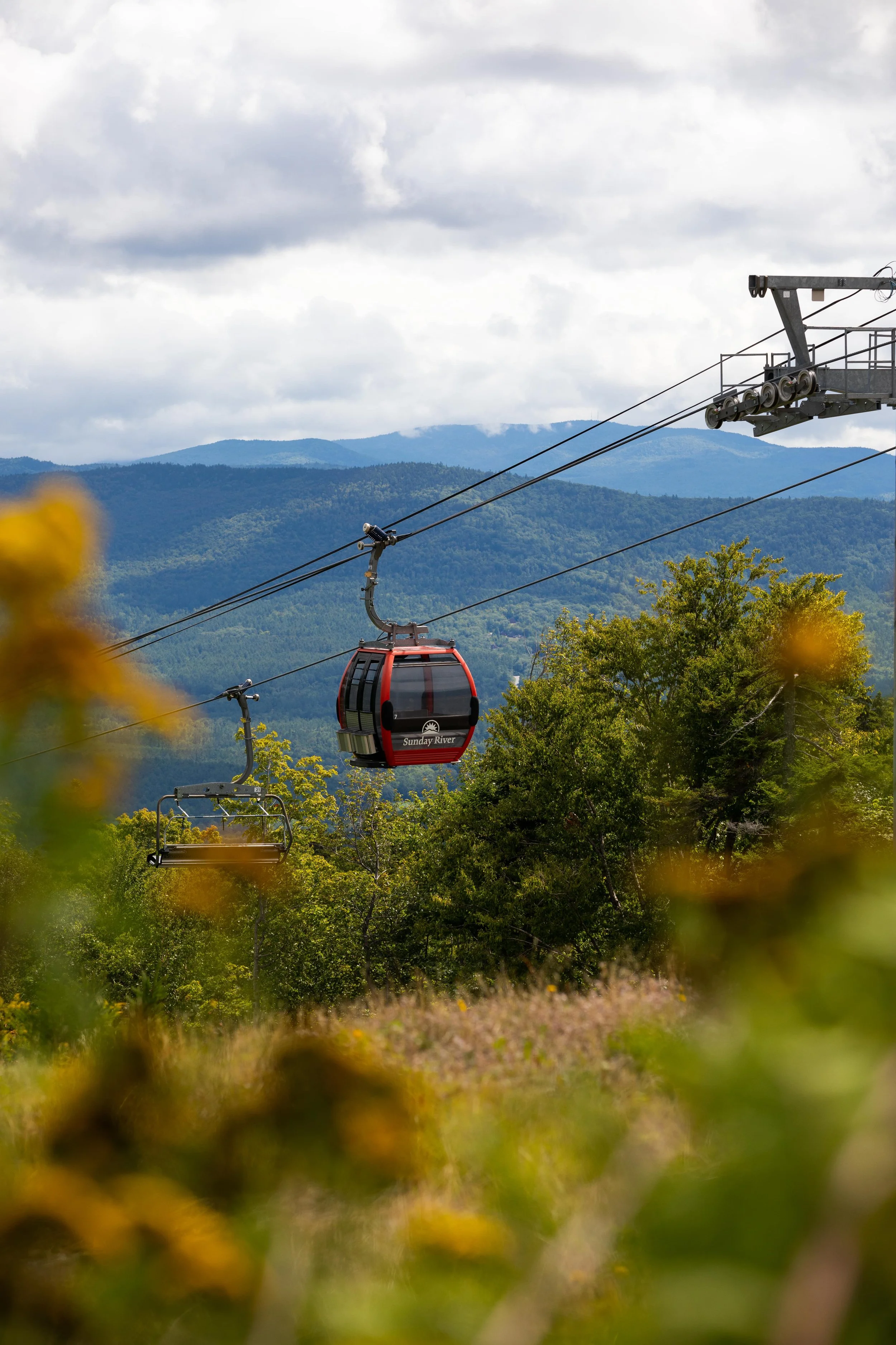 sunday river gondola in maine in summer