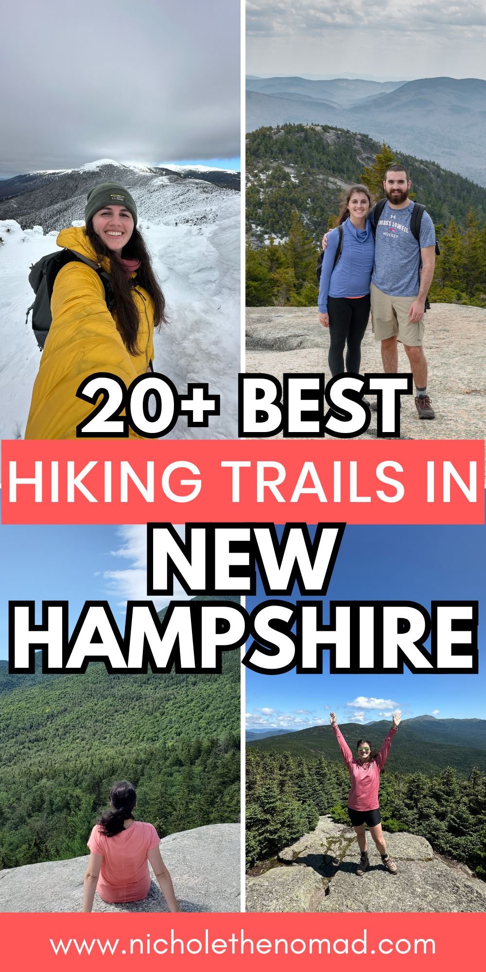 pinterest pin for the best hikes in the white mountains, new hampshire