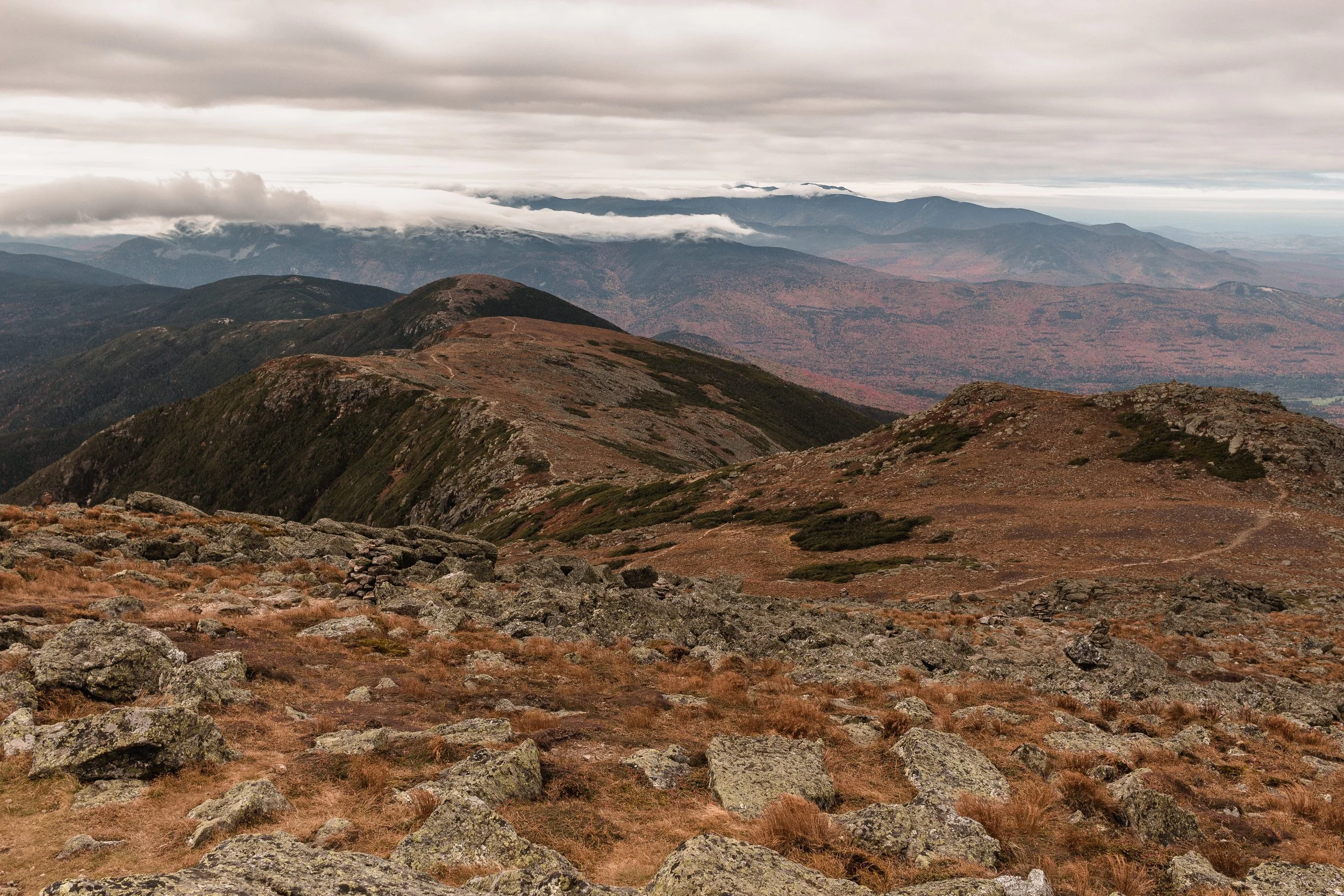 views of hiking trail going over mountains