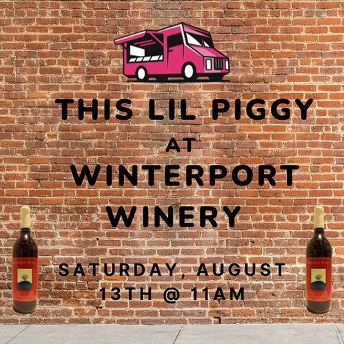 Plans on Saturday? This Lil Piggy will be at our tasting room serving some great BBQ to pair with a glass of wine or a pour of beer 🍺