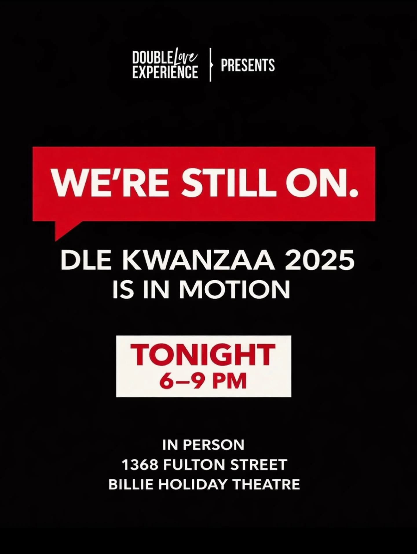 TONIGHT IS THE NIGHT: Leave a little extra time to get to us, but get to us! The inclement weather has passed over, the roads have been treated and we feel like having some church! 

Meet us at @billieholidaytheatre TONIGHT! 6:00pm at 1368 Fulton St.