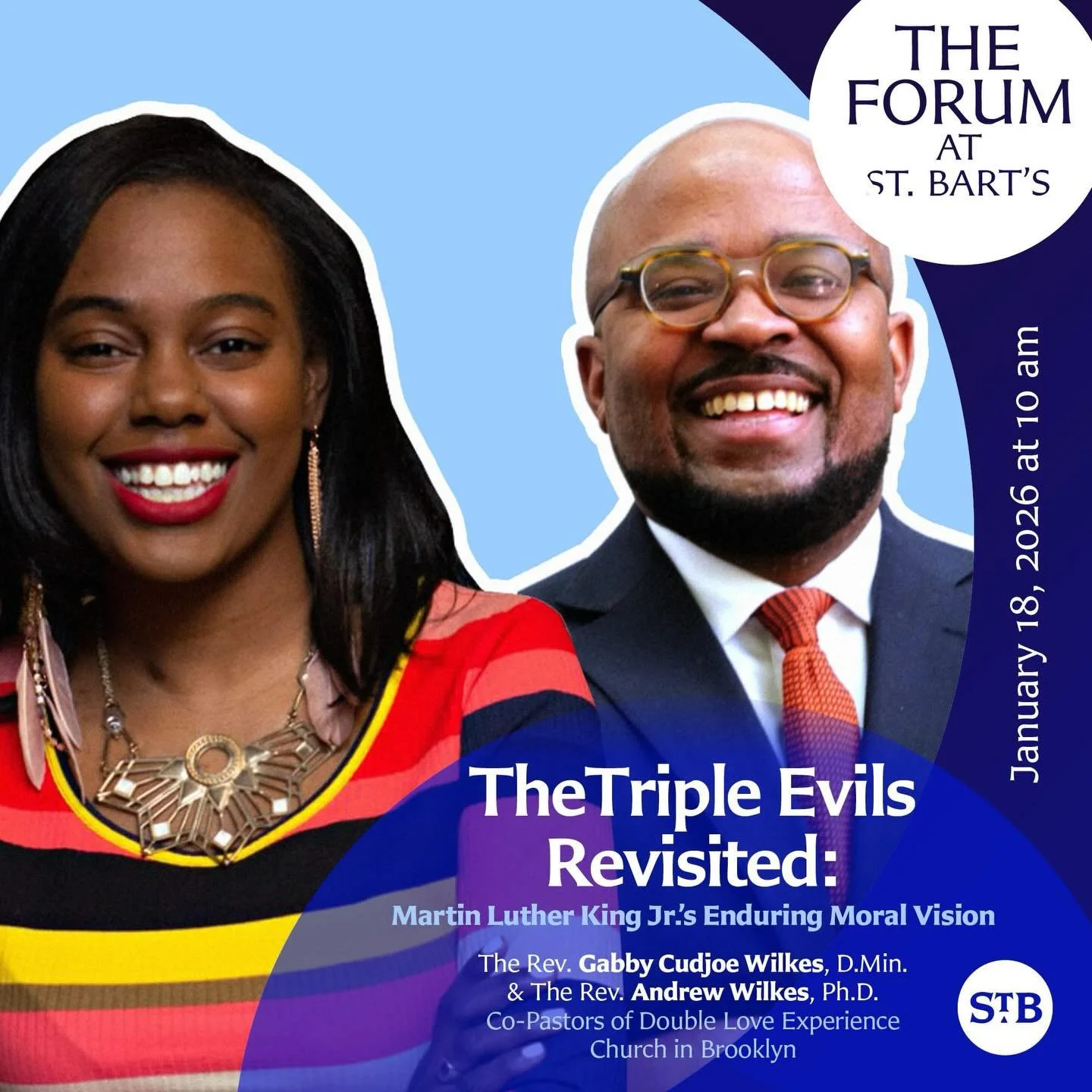 This Sunday! Our pastors will bring the MLK Day sermon &amp; teach-in at St. Barts. Meet us on The Upper East Side, Park Ave. Between E. 50th &amp; E. 51st.

The teach-in will occur at @stbartsnyc for their 10am forum on MLK on the 3 Evils of poverty