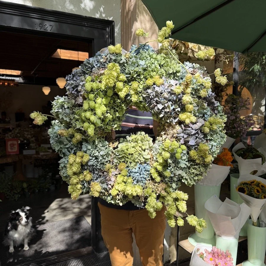 Fresh Hop & Hydrangea Wreath