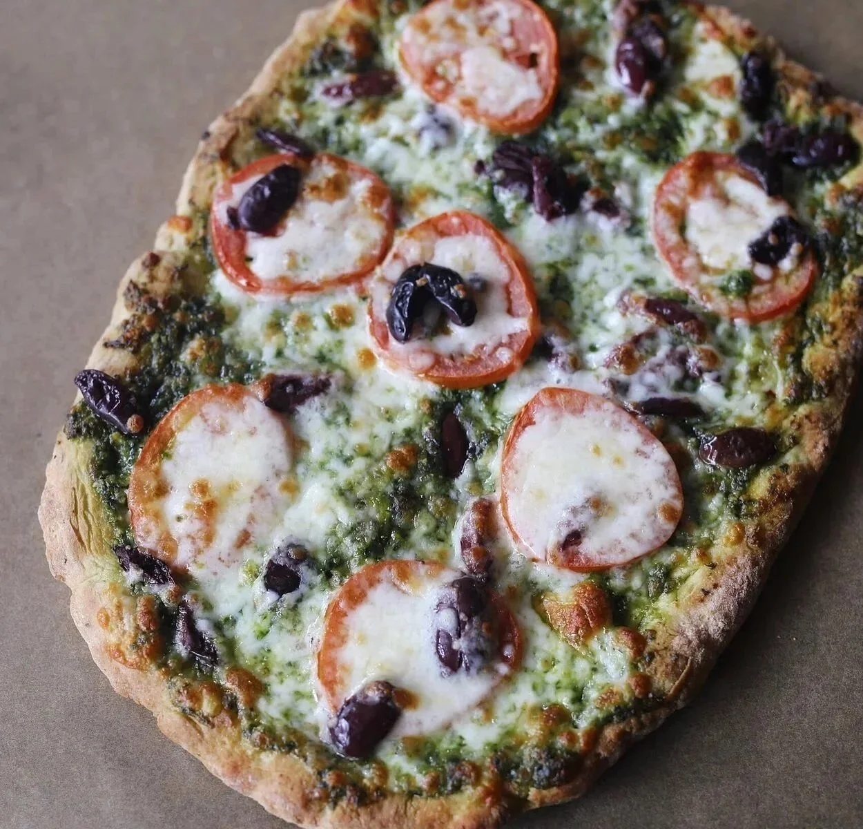 Pesto Pizza on a Gluten-Free Crust