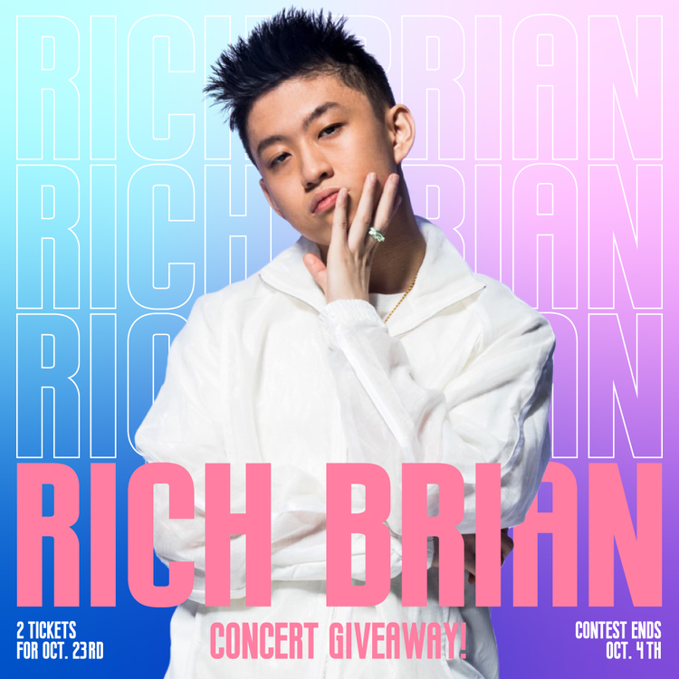  Rich Brian concert ticket giveaway graphic. 