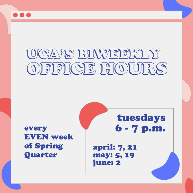  UCA biweekly office hours graphic.  