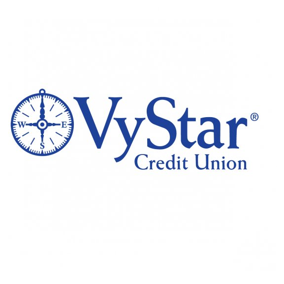 VyStar Credit Union logo with a blue compass icon and the company name in blue text.