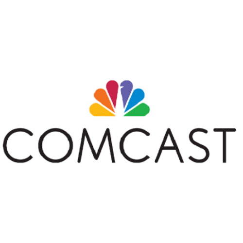 The image features the Comcast logo with a multicolored peacock symbol and the word 'COMCAST' underneath.