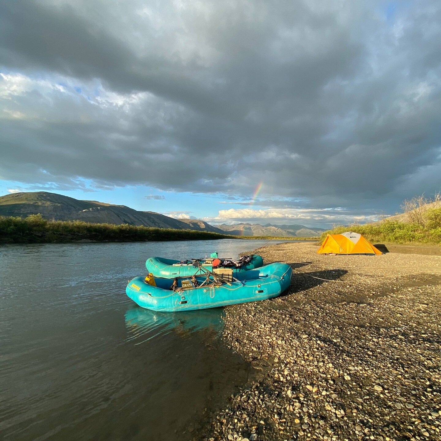 11pm on June 22. The midnight sun shines brightly on the banks of the Noatak River.