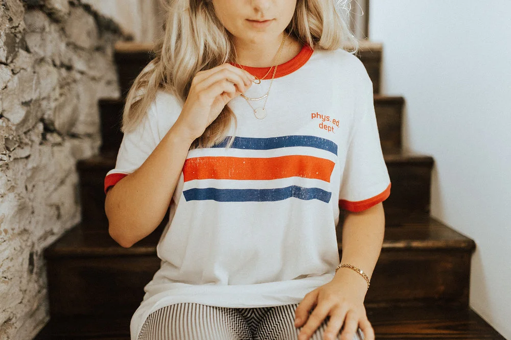 Ringer Gym Tee, White/Red – Sugarfoot Apparel