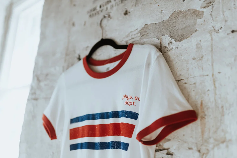 Ringer Gym Tee, White/Red – Sugarfoot Apparel