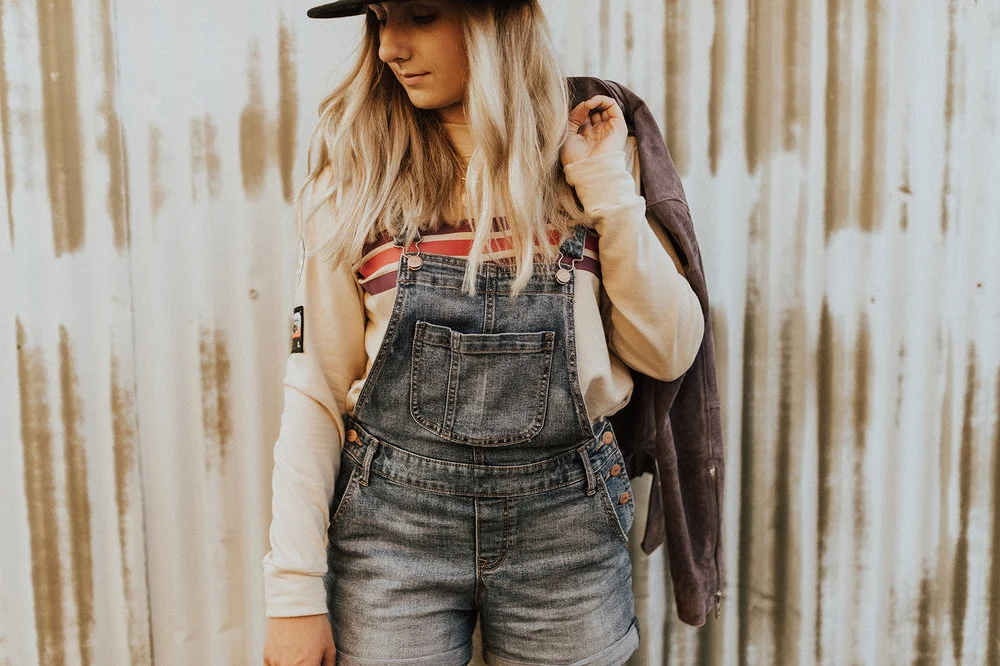 Patched Crew Sweatshirt, Beige with Purple/Pink Stripe Detail – Sugarfoot Apparel