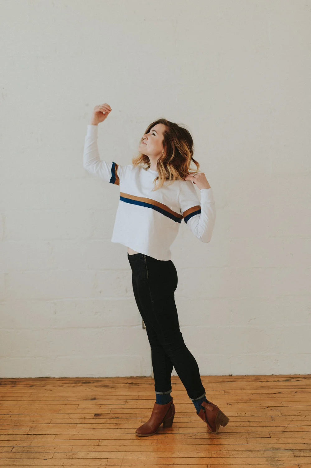 Piper Top with Rib Striped Detailing, White – Sugarfoot Apparel