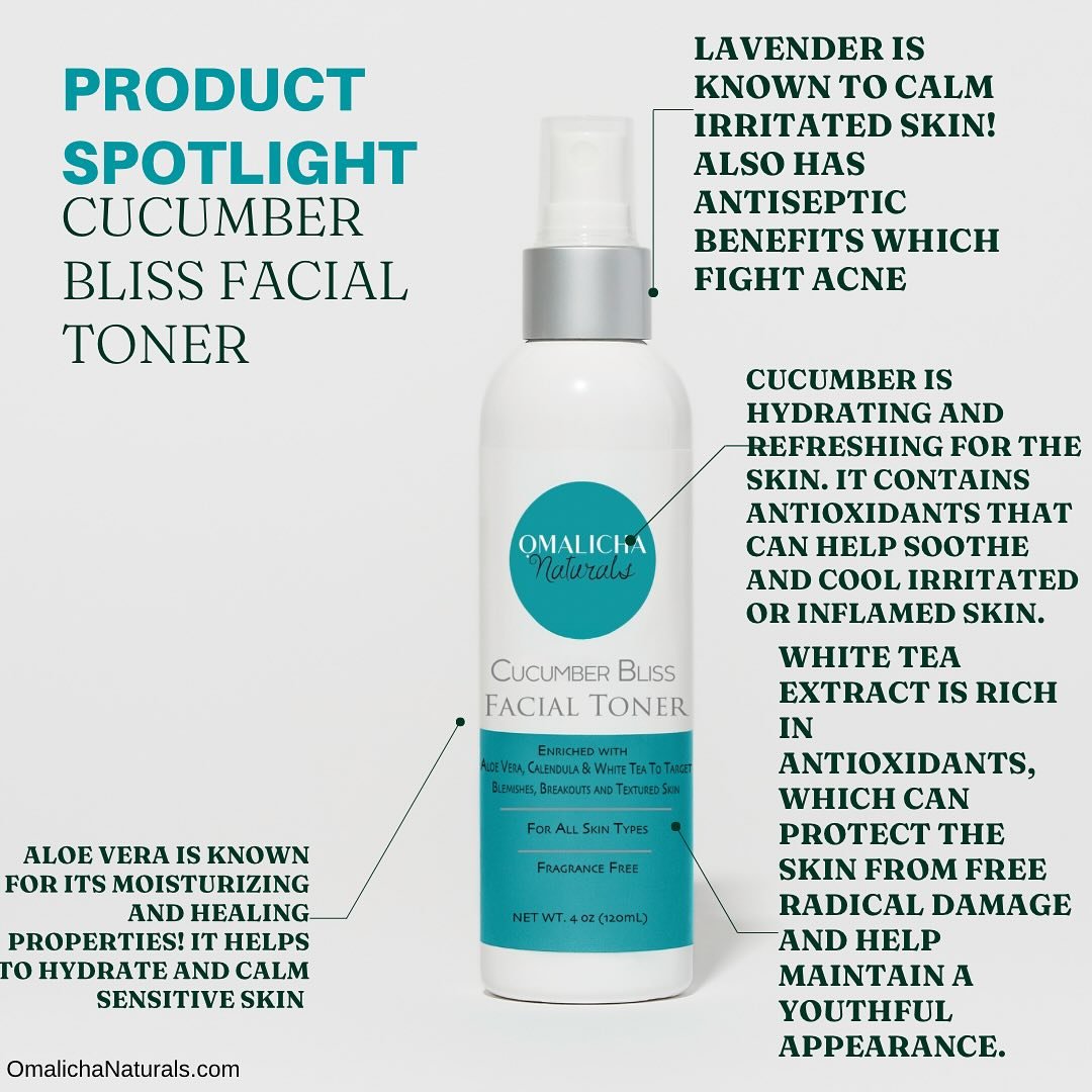 Rejuvenate your skin naturally with our luxurious cucumber bliss facial toner! 🌿 Infused with the calming essence of lavender, cooling cucumber, and toning witch hazel, along with hydrating aloe vera and antioxidant-rich white tea extract, this blen