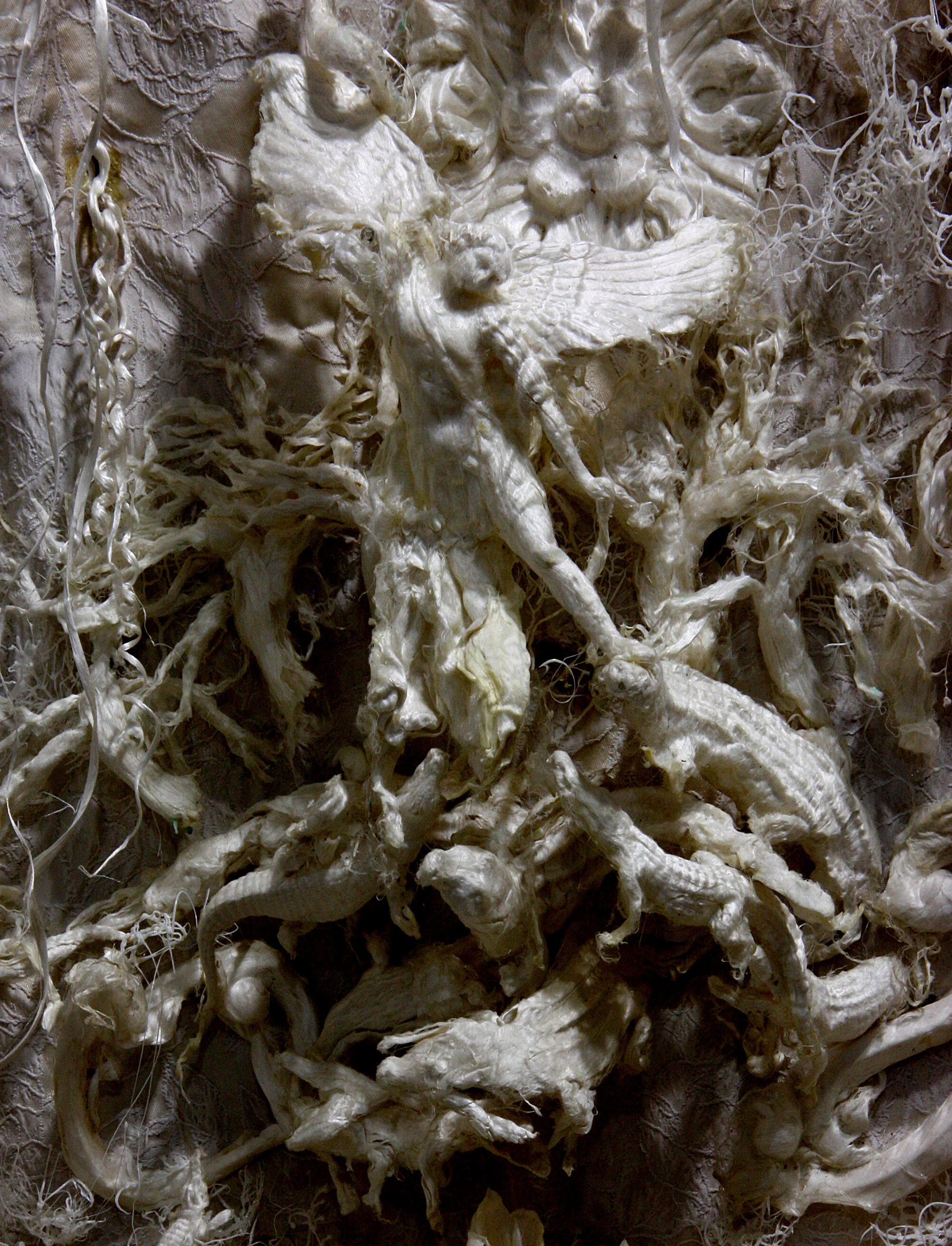 Saint Michael in the entangled bank,  (Silk reliefs series). 2018