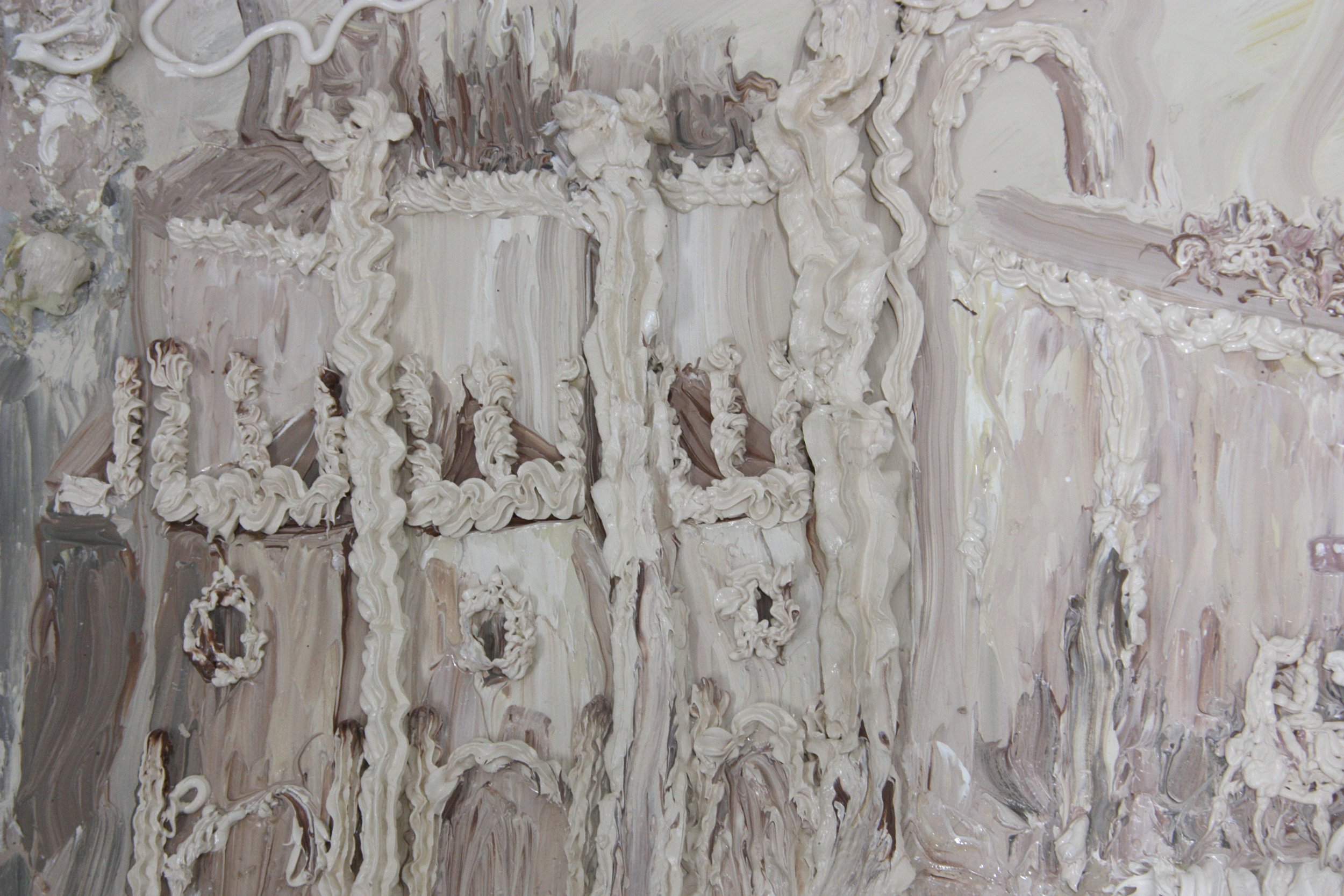 Chocolate, vanilla and cream. Napolitan cake battl. (Ice cream frescoes and reliefs series), (2022)