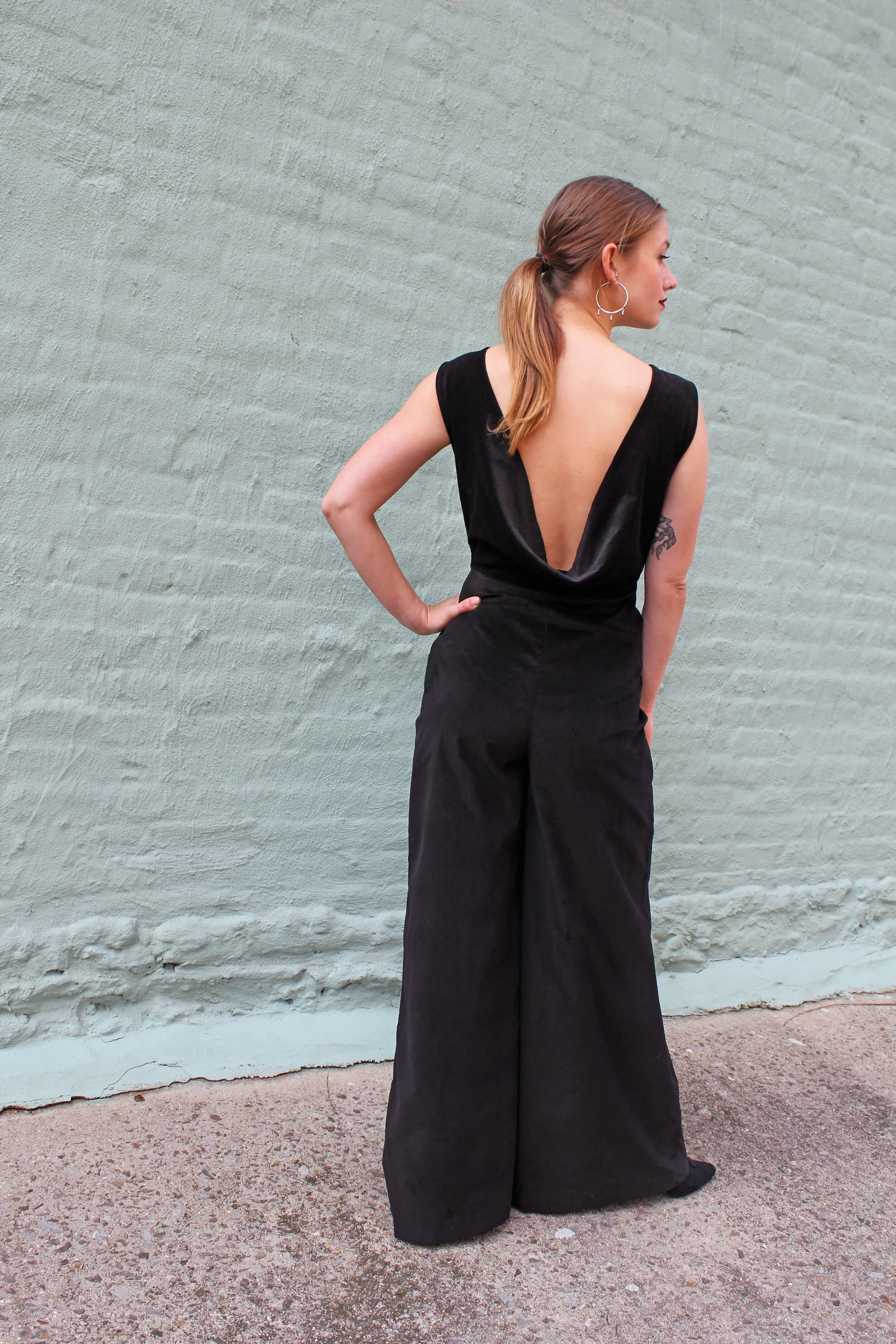 Velvet Cowl Back Jump Black  Salvage Cloth