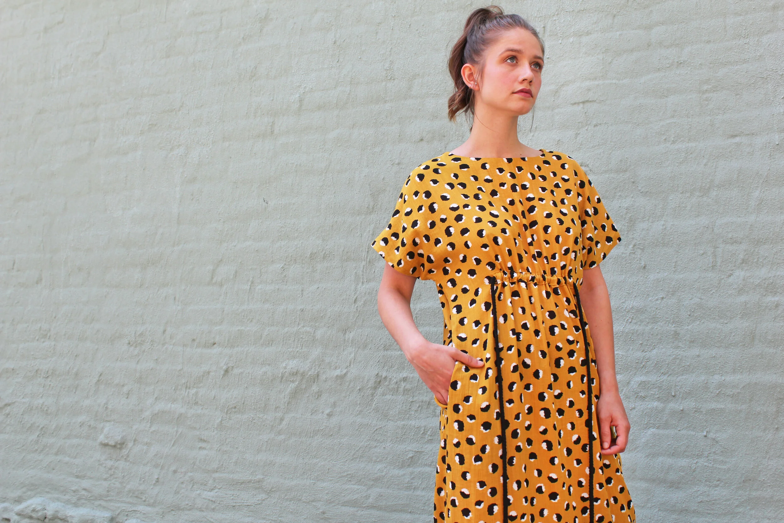 gathered t shirt dress Gathered Detail T-Shirt Midi Dress (Women)