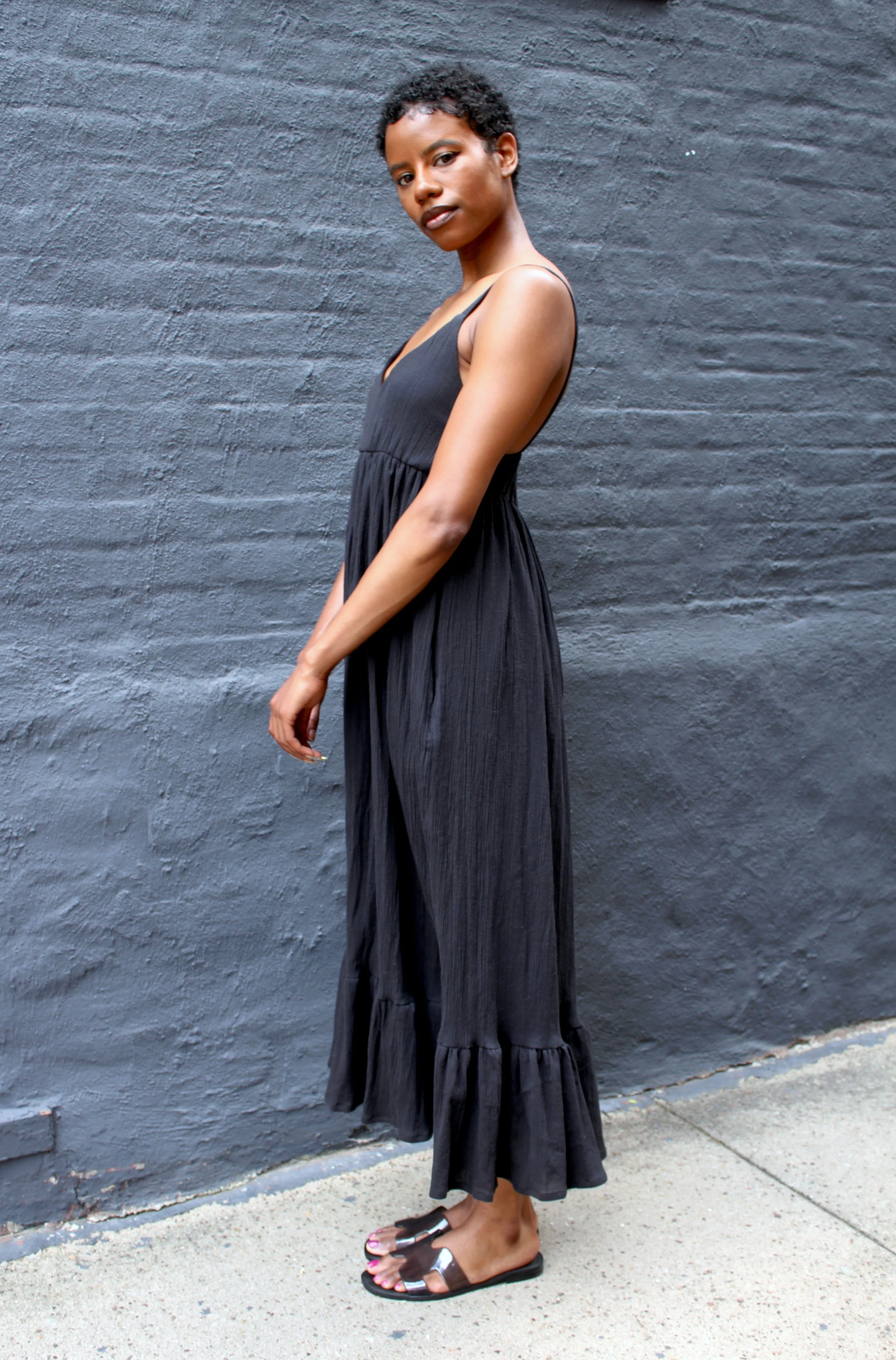 Black Maxi Slip Dress  Salvage Cloth
