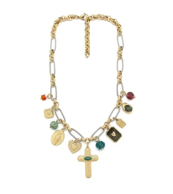 Malachite Cross Charm Necklace