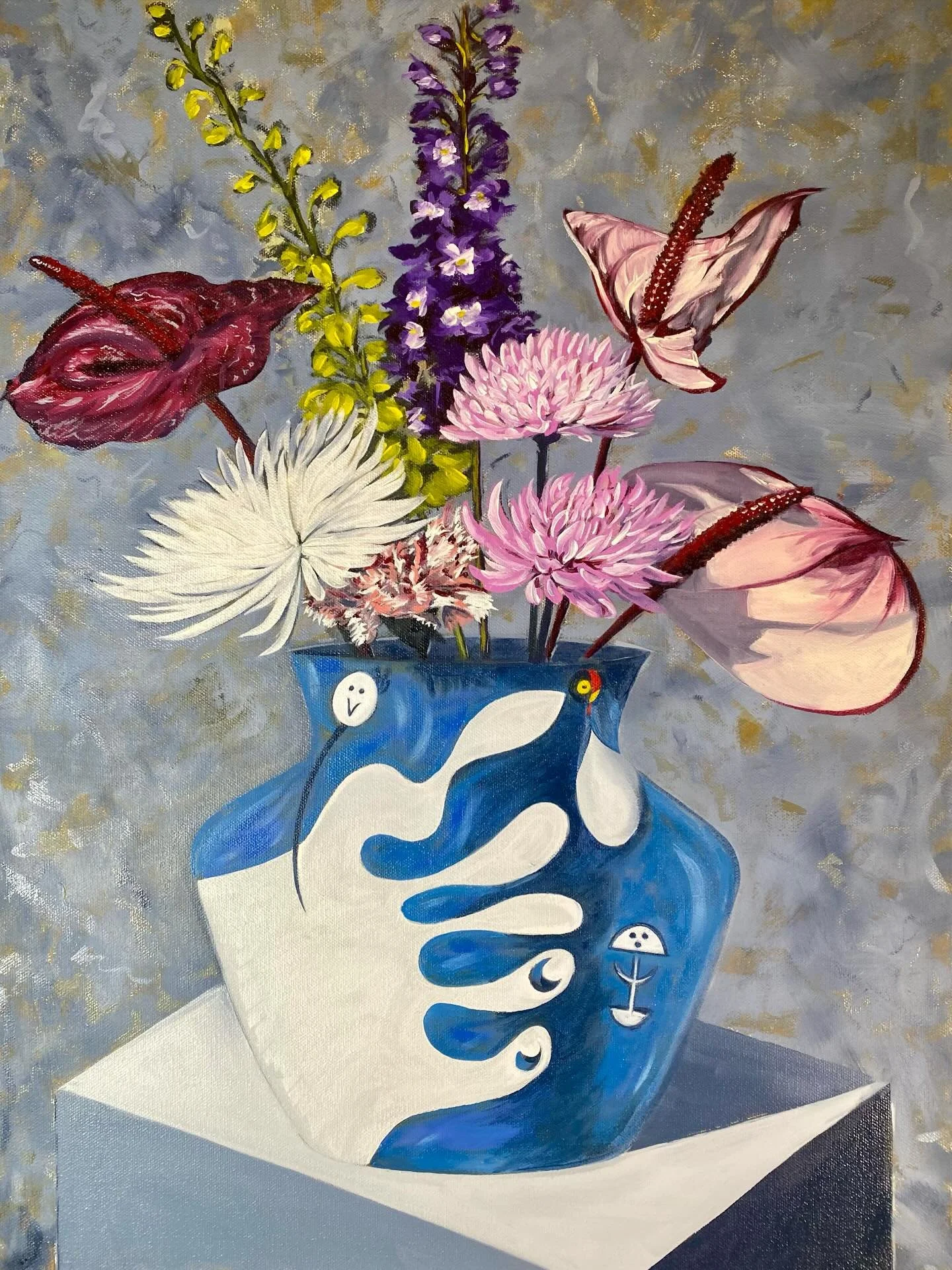 Excited to share my new Miro&rsquo; Vase Floral Series in 2026. This one is 18 X 24&rdquo;, and ready for finishing touches.
#oilpainting #floralpaintingsforsale #mir&oacute;