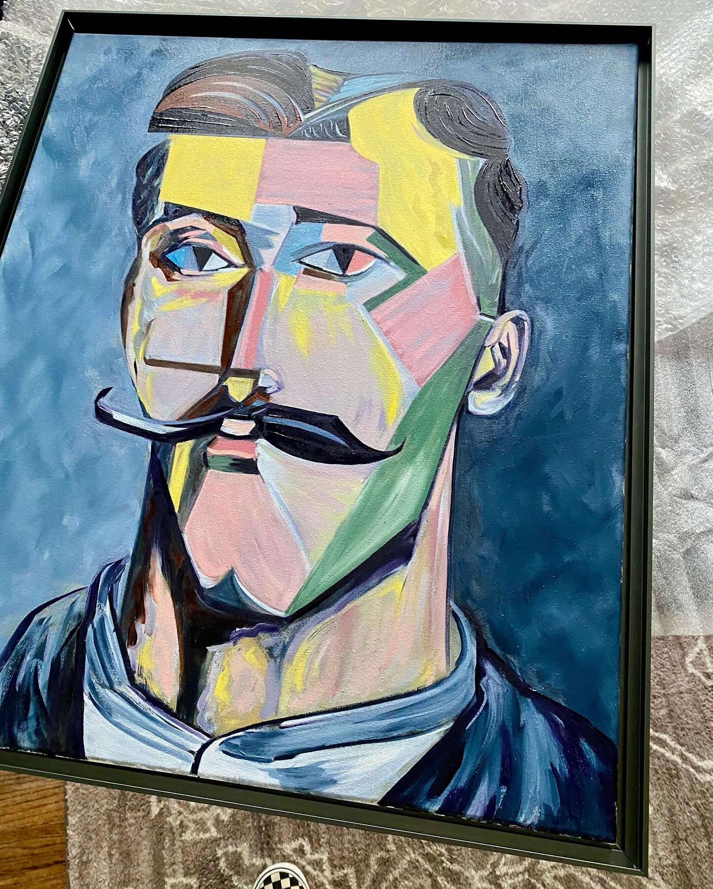 Delivered this commissioned painting the other day, and the client had a limited original full size signed Warhol lithograph (they let me take a pic) 💛💙❤️