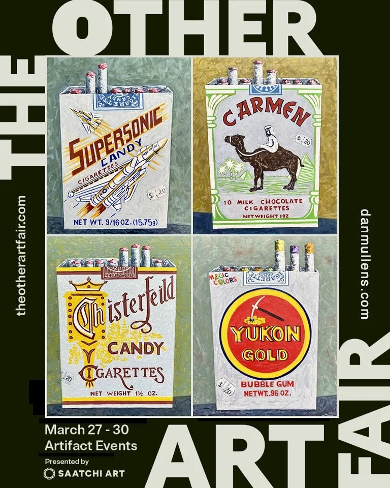 Honored to be selected again to show at #theotherartfair Chicago 2025! 💥👽✌️&hellip;opening at the end of this month from March 27th to March 30th! Please come out and see me at my booth. My Candy Cigarettes series will be featured at the show, with