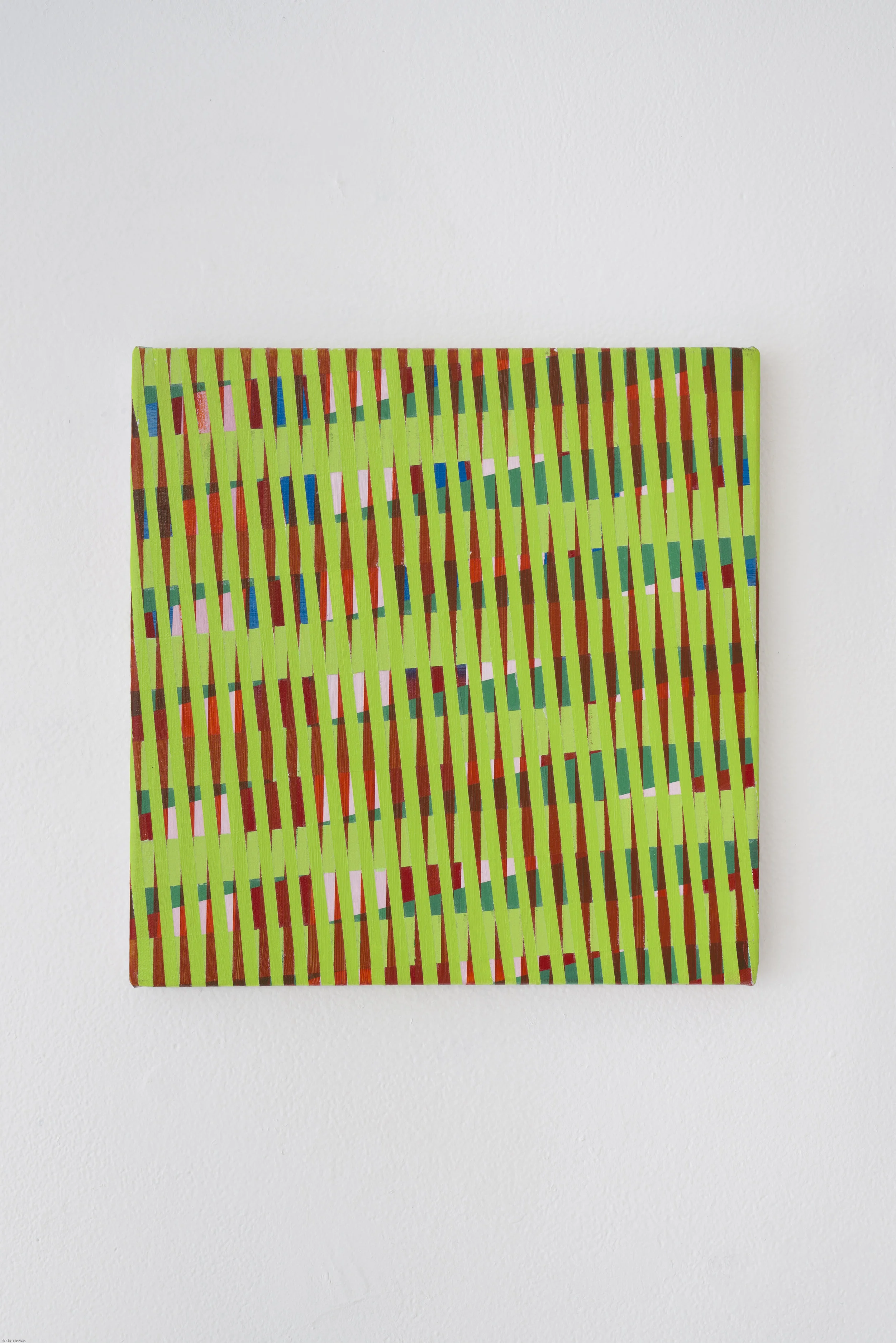 Untitled (Additive Grid, Tilt - Yellow/Green, Red Glaze)