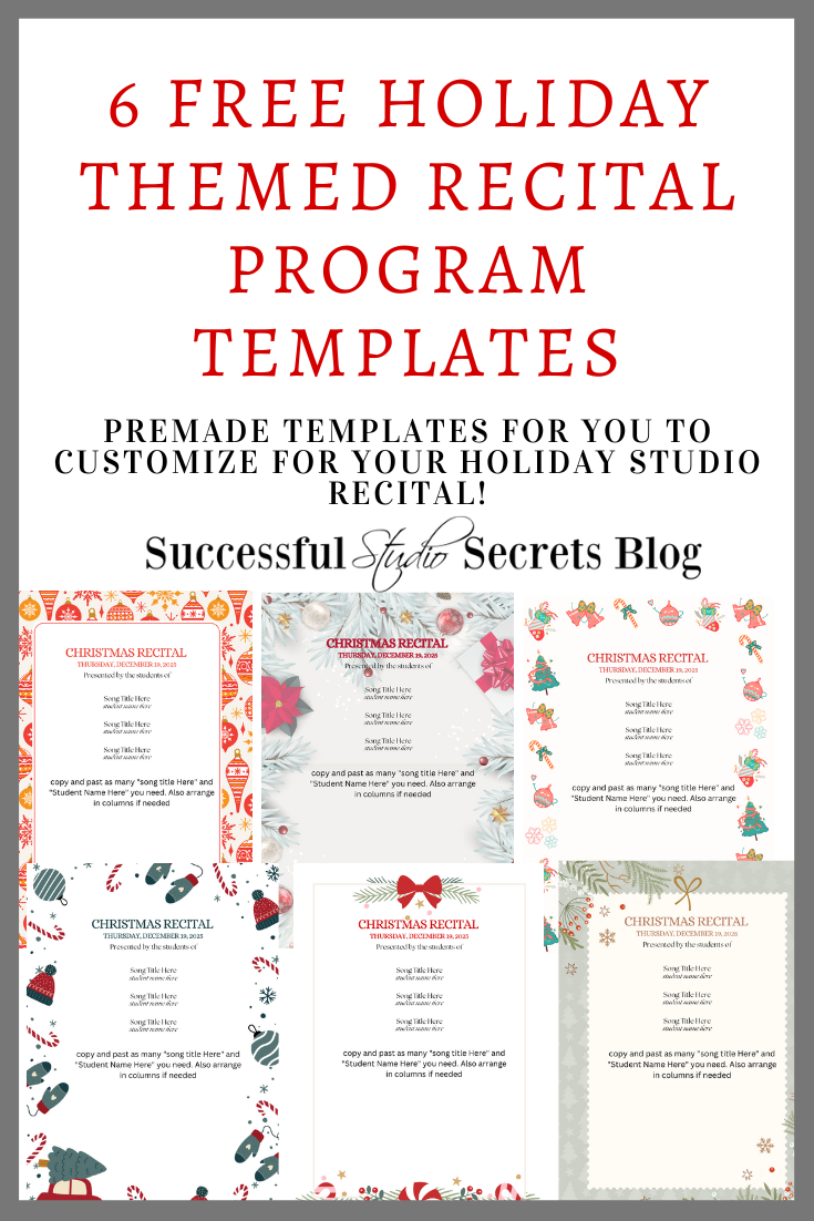 Recital Program Graphics FREE 2025 Pre-Made Holiday Themed Canva Recital Program Templates ...