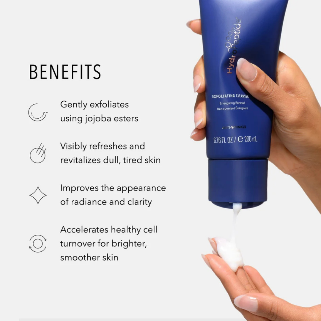 HydroPeptide Exfoliating Cleanser with jojoba esters to smooth texture and improve skin radiance