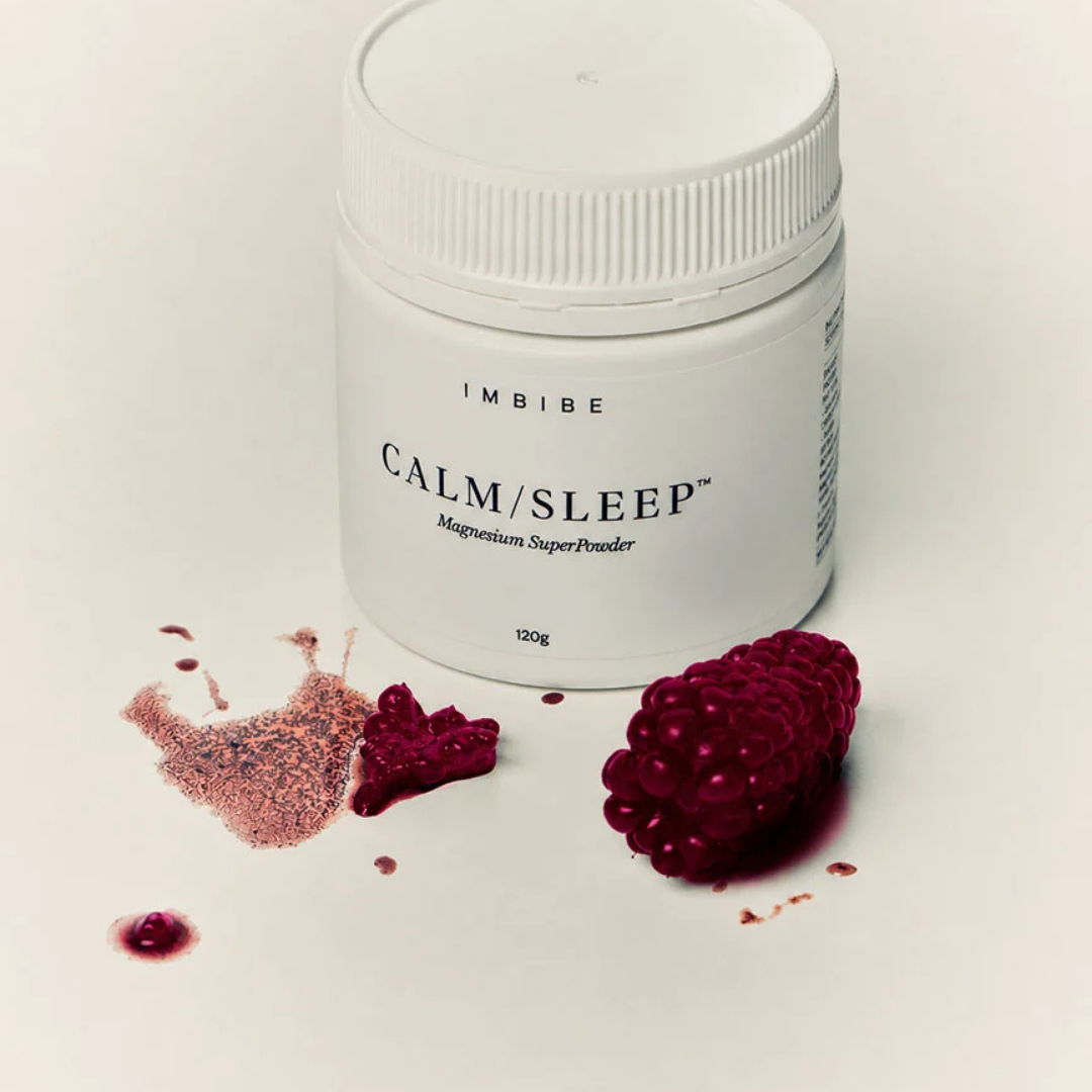 IMBIBE CALM/SLEEP raspberry magnesium powder for evening relaxation and recovery
