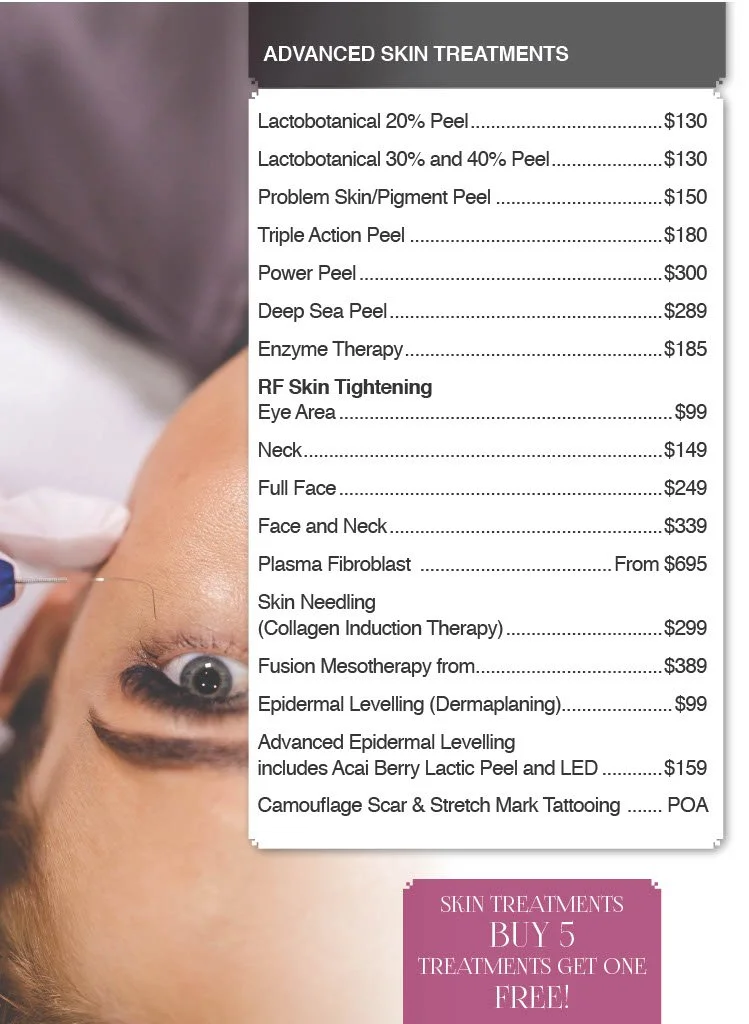 Treatment Menu Perth Skin Clinic Treatment Prices
