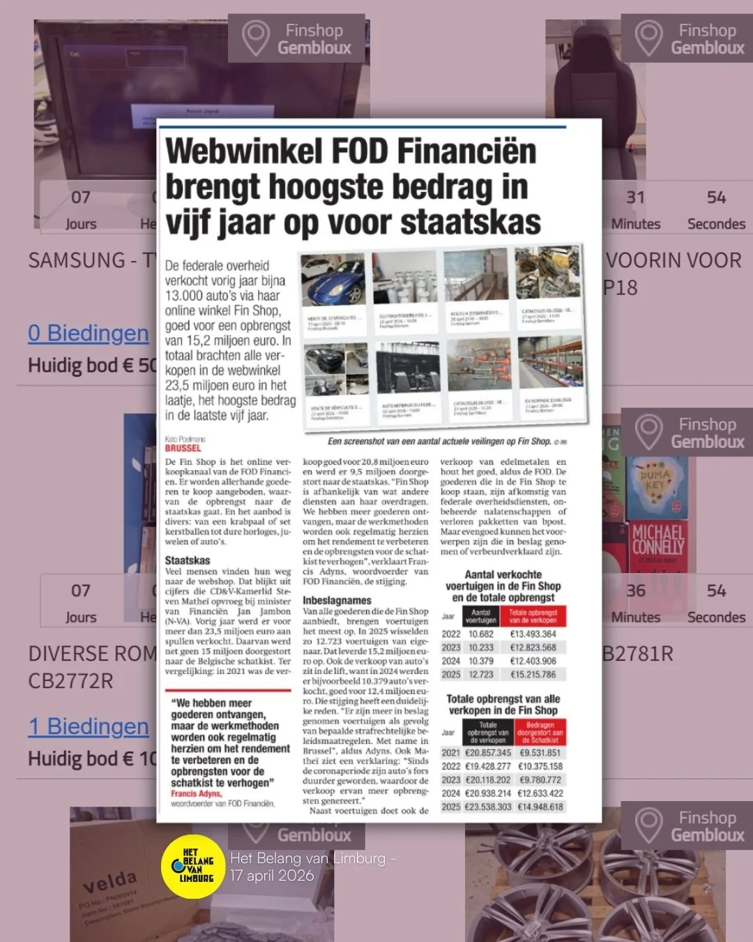 Webwinkel FOD Financiën brengt hoogste bedrag in vijf jaar op voor staatskas