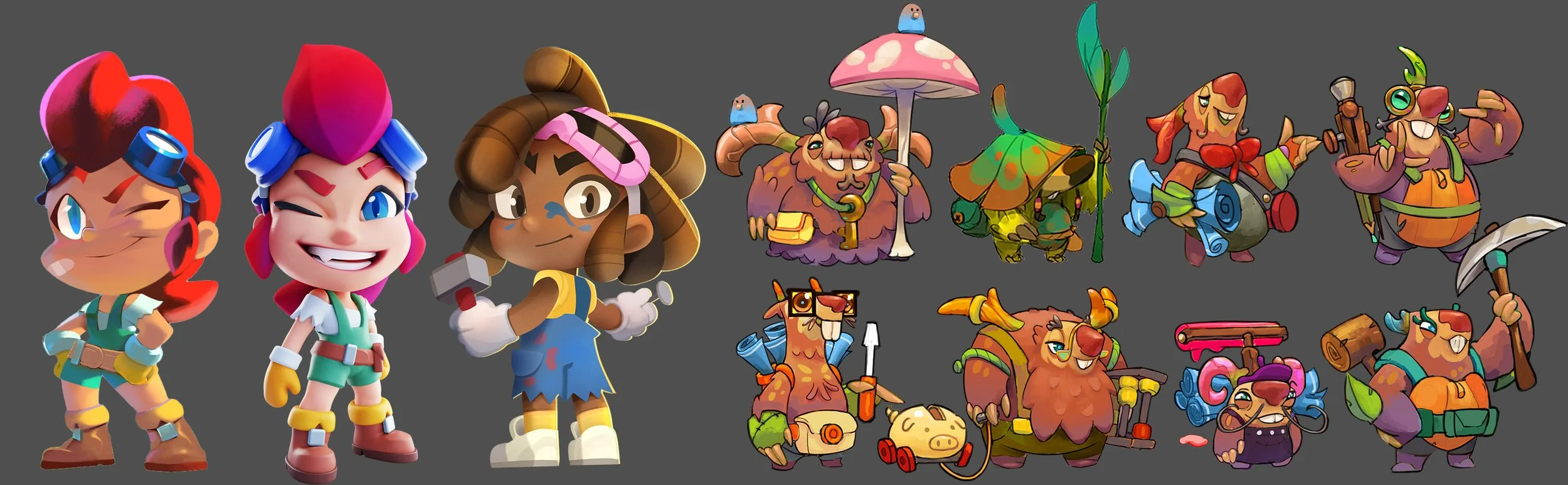  Main character, player character and NPCs.  MC illustration by Fellipe Martins. Others by Piñata, Ocellus and Dazzle Rocks. 