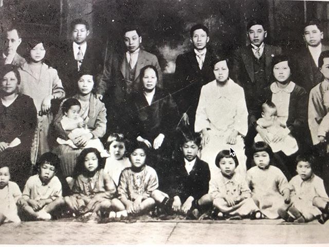 My Chen family 1928. The lady third from the left in the middle row is Lum Gum, my great great grandmother. She married Ah Kew Chen my great great grandfather when she was 22 and he was 52. They had 6 children in Wahgunyah, northeast Victoria on the 