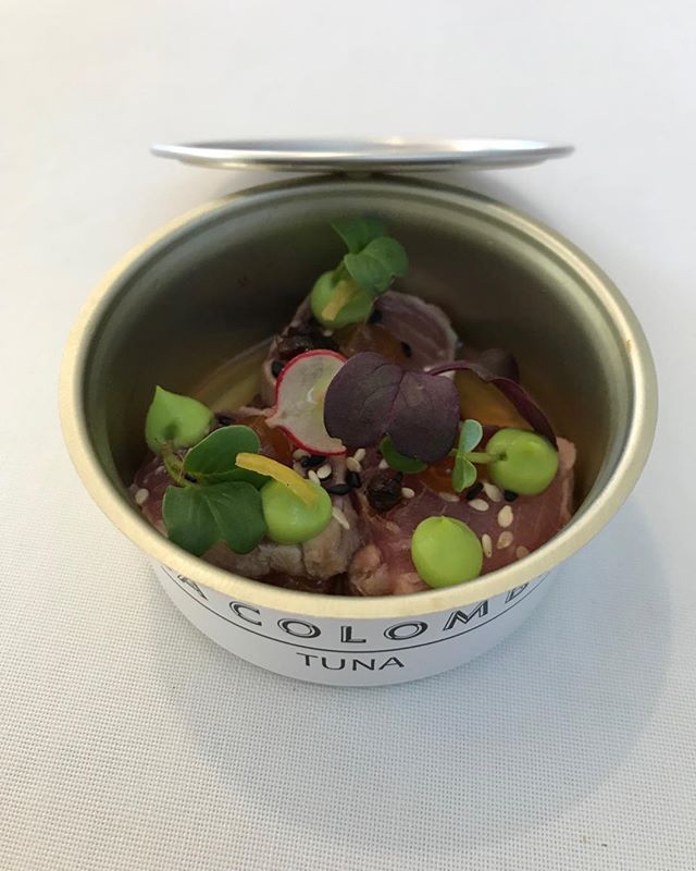 Luxury is... a can of tuna with a difference! A great privilege to eat at the stunning La Colombe in Constantia just outside Cape Town. After a week of (nonetheless excellent) food cooked over an open fire the menu and the whole experience at La Colo