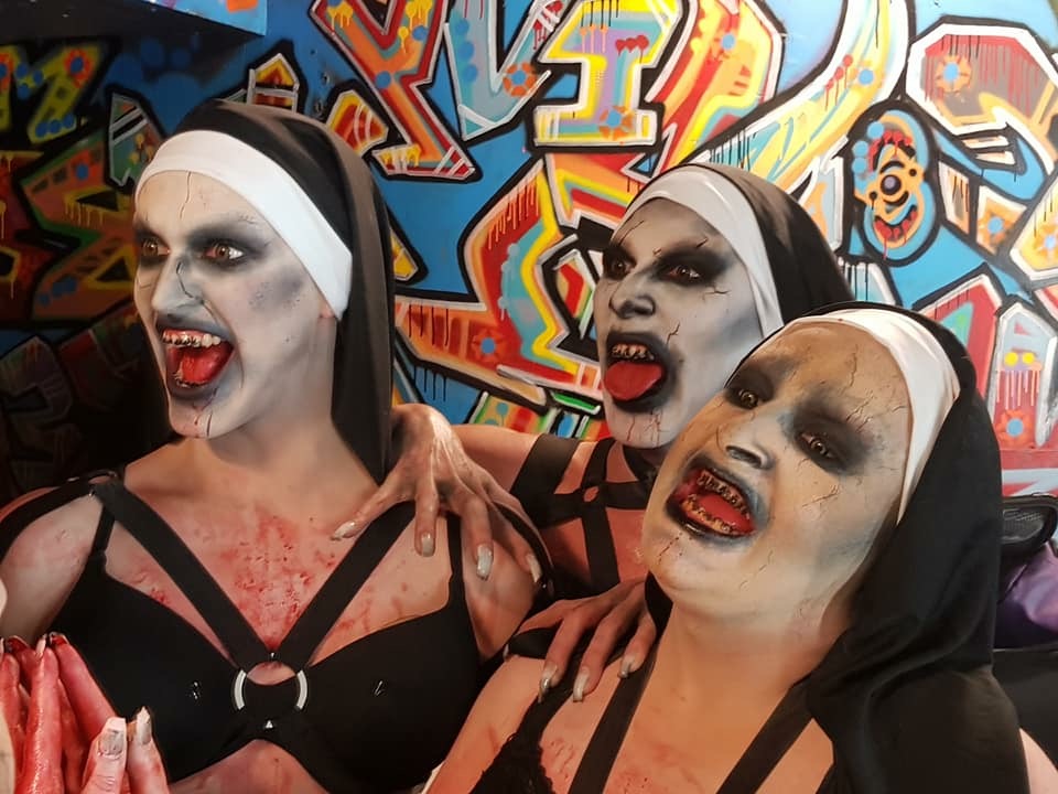 Sia Tequila, Decoda Secret & Hannah Conda as evil nuns from The Nun movie. 