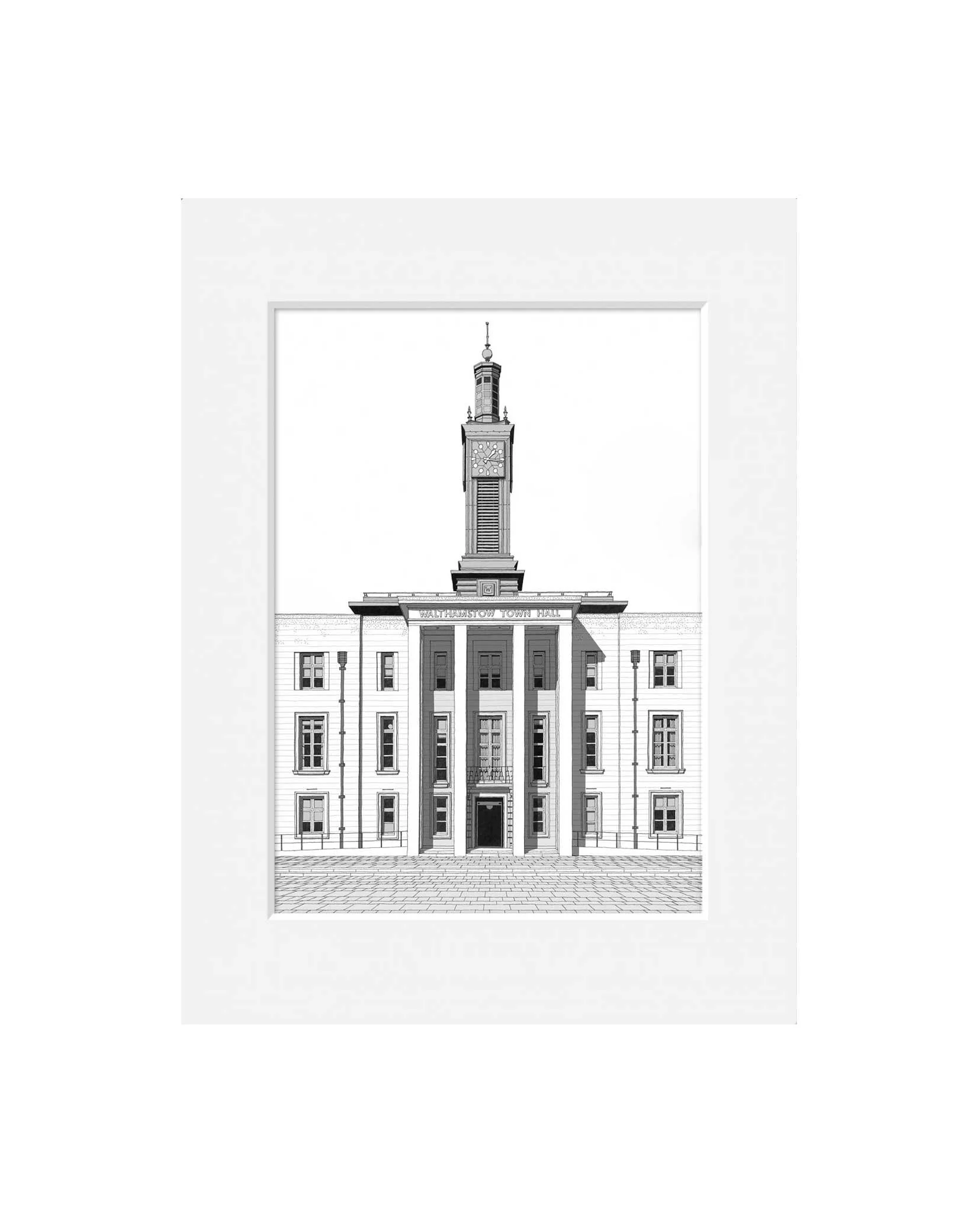 Shop_Framed_Walthamstow_Town-Hall-BW-mount_A4.jpg