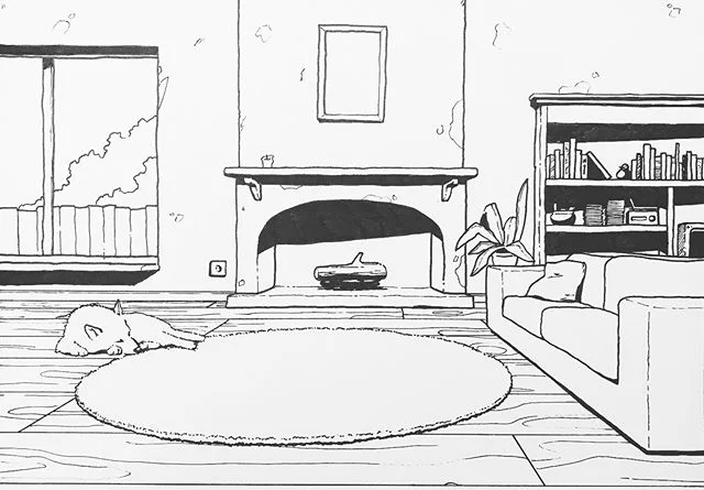 The next one is #husky 
Doggyyyyyy 😍 They probably would rather sleep ON the carpet or couch, but whatever. For the sake of composition right?:p
-
-
@jakeparker @inktober #inktober2019 #inktober #inkdrawing #traditionalart #husky🐶 #dogs #sleeping #