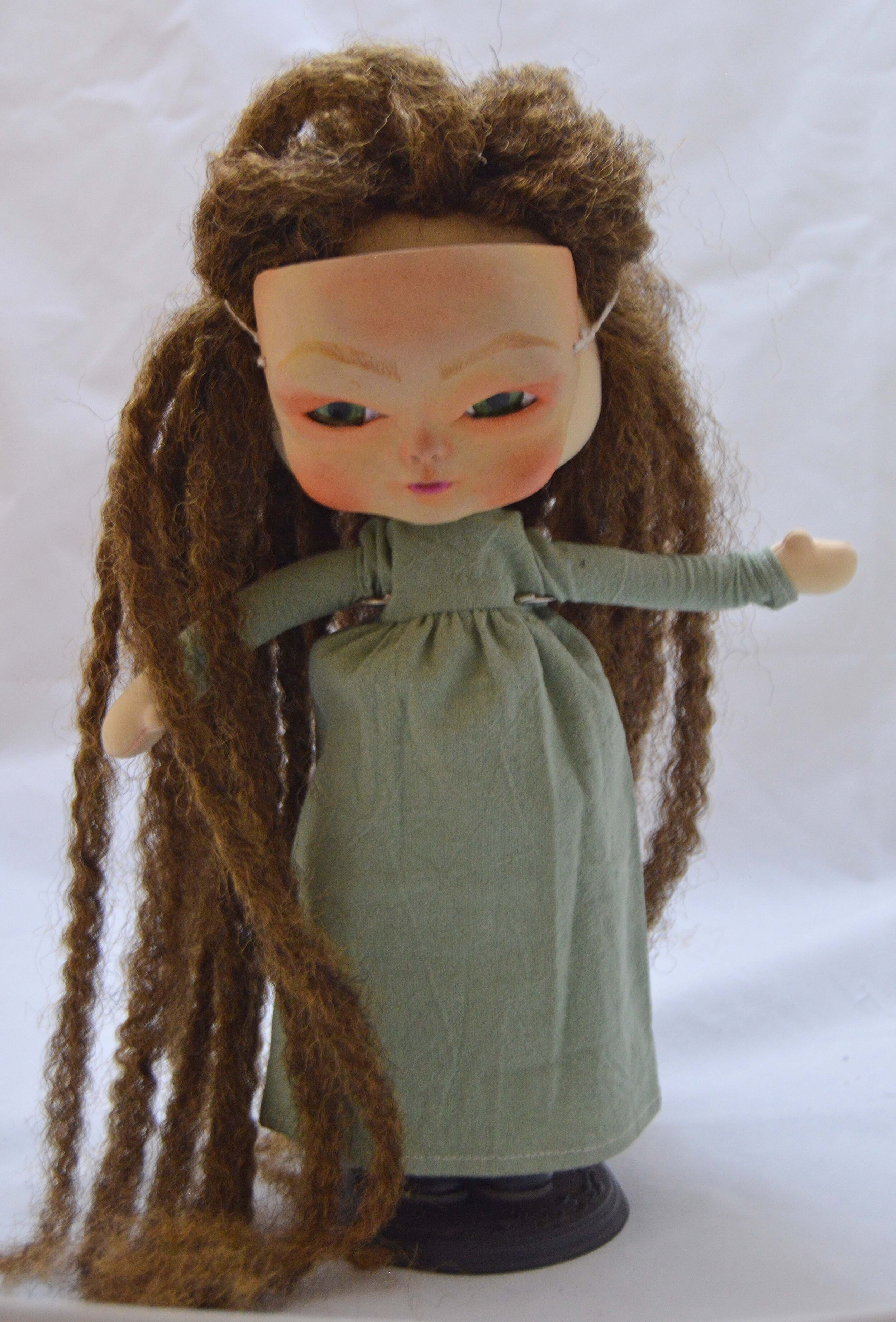 (#8) 75 Apples Art- Large Cloth Doll w/ Blythe/ ICY Mask OOAK