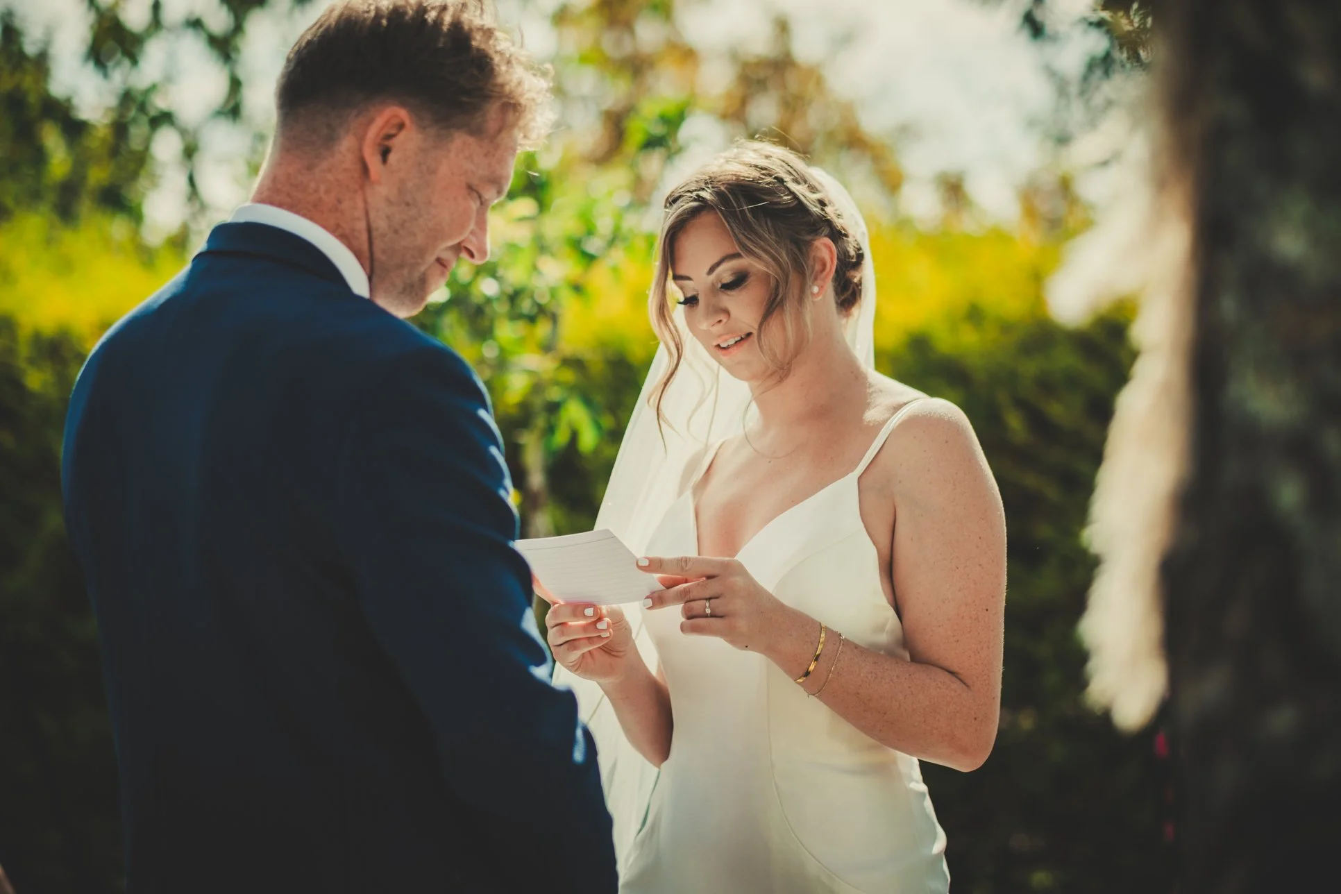 bride reading vows emotional ceremony
