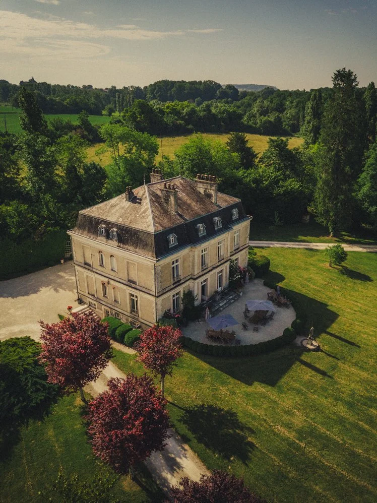 Drone view of Château La Gauterie wedding venue in Dordogne South West France
