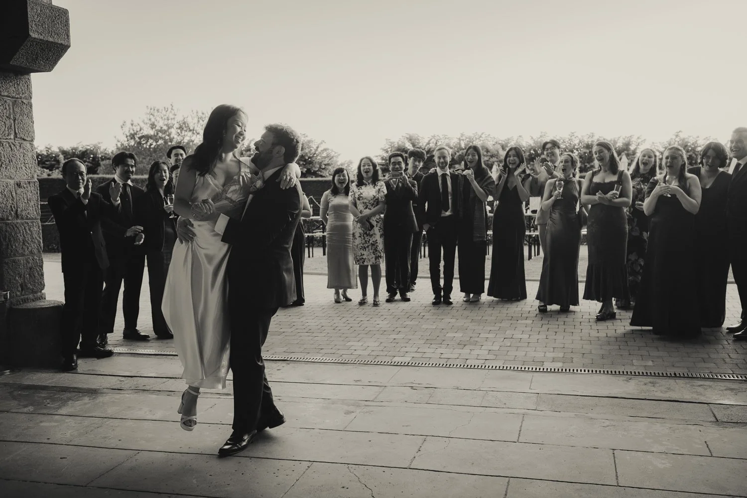 Bride and groom performing their first dance at Chateau du Doux.
