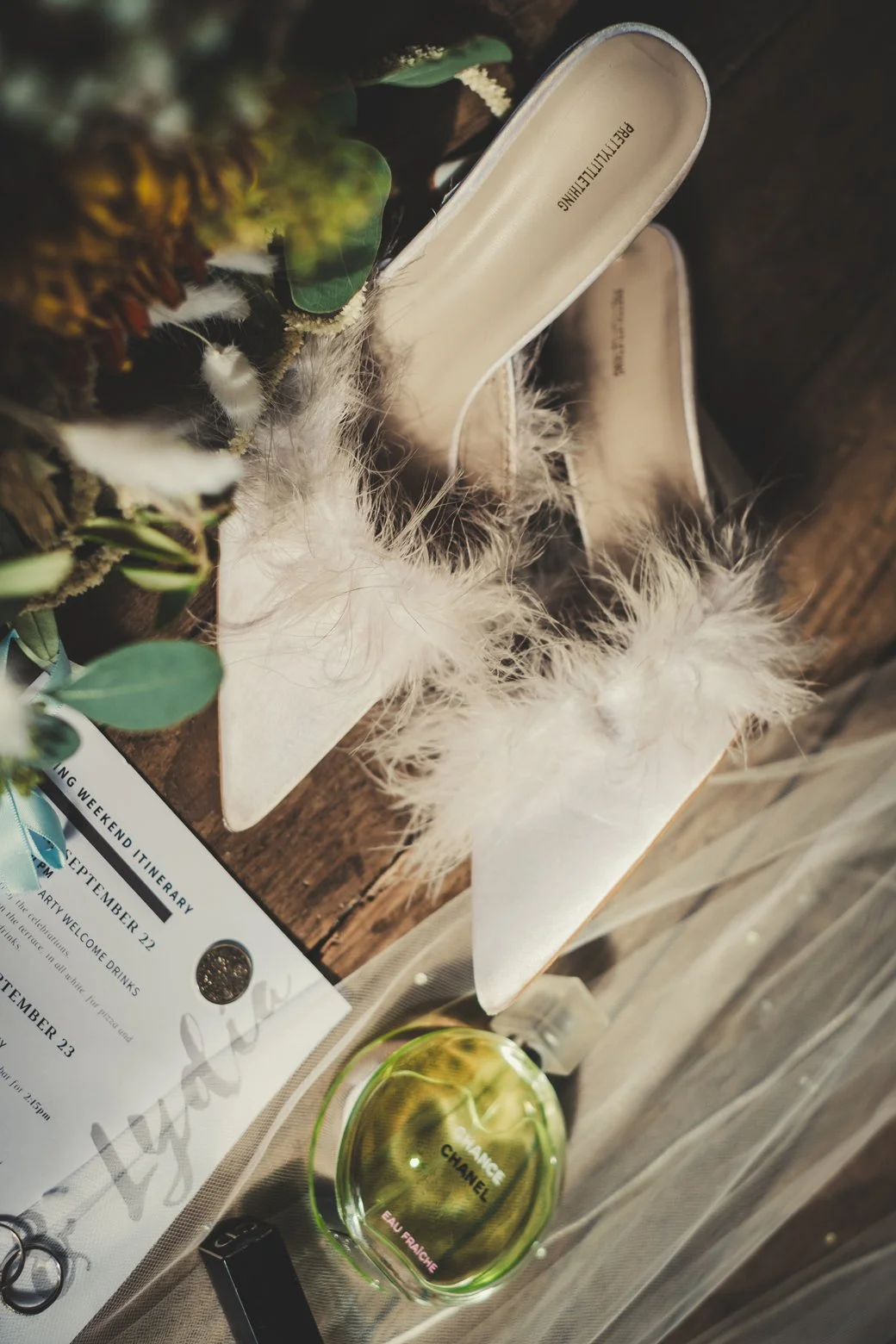 wedding accessories detail rings shoes invitation